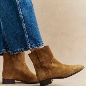 Sézane Low Gabbie Ankle boots Women's Tan Suede Ankle Boots